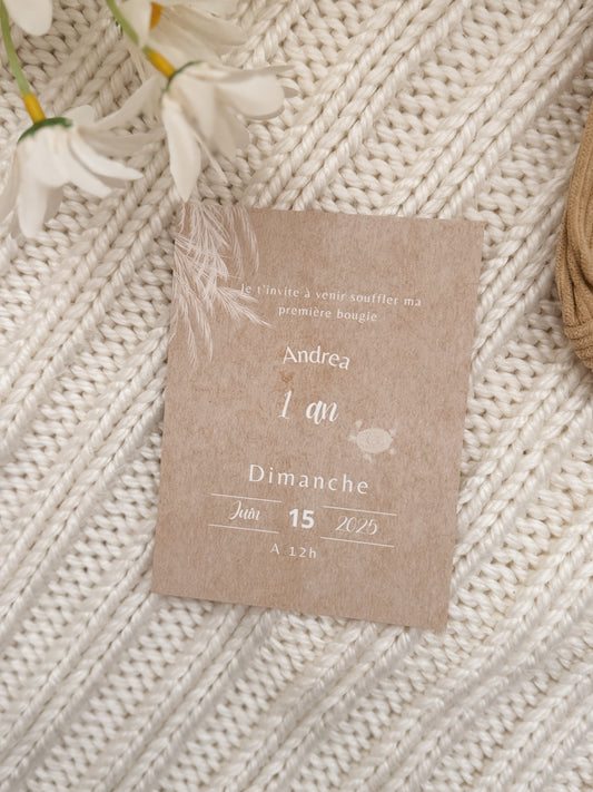 invitation anniversaire - beige