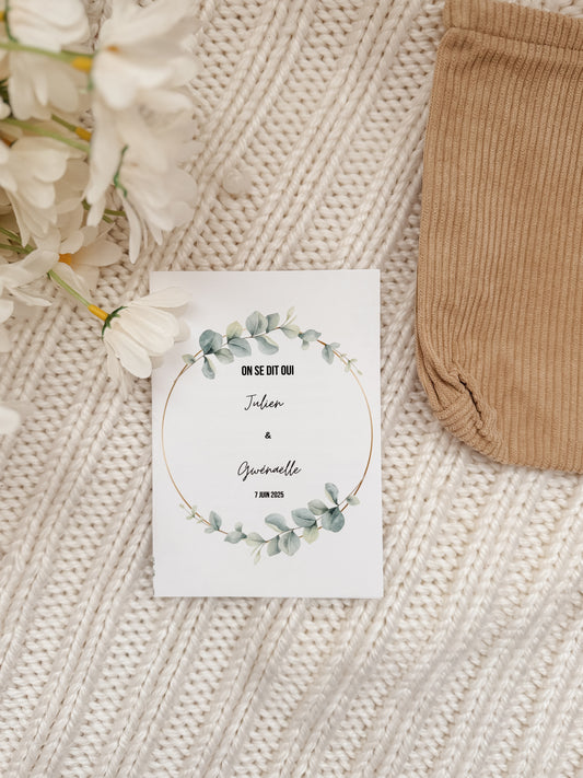 Faire part mariage - eucalyptus